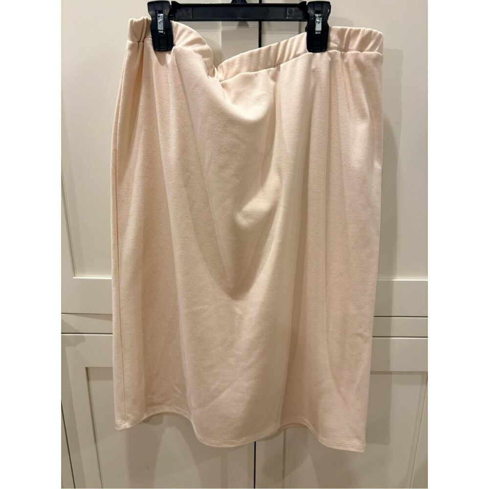 MOA USA Soft Cream Midi Skirt with Elastic Waist
